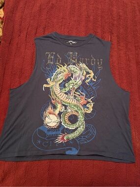 Vintage Ed Hardy Muscle Tank with Multicolor Dragon Graphic